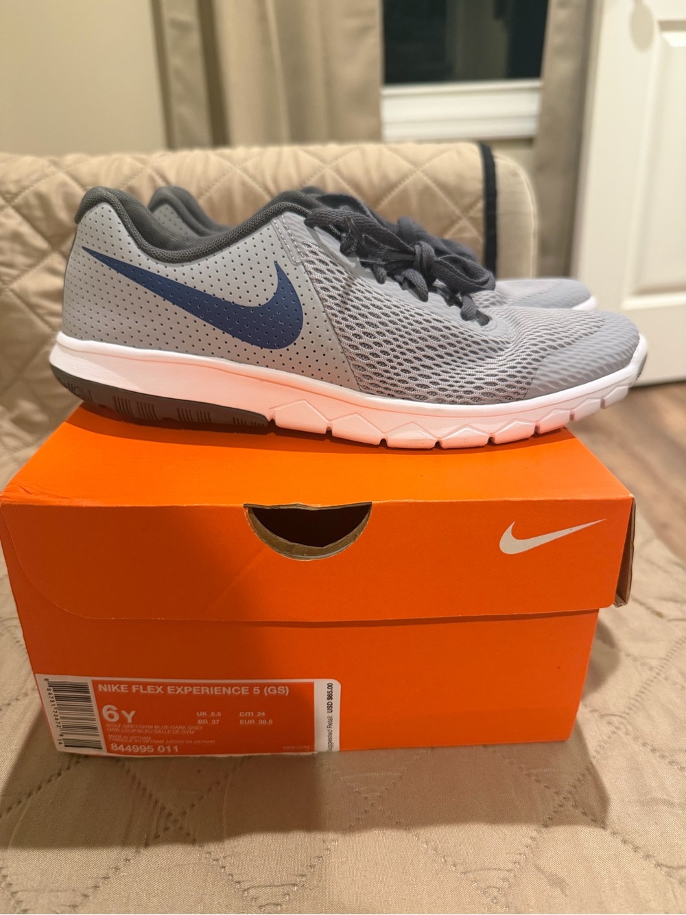 Nike Gray and Navy Boy’s Athletic Running Shoes